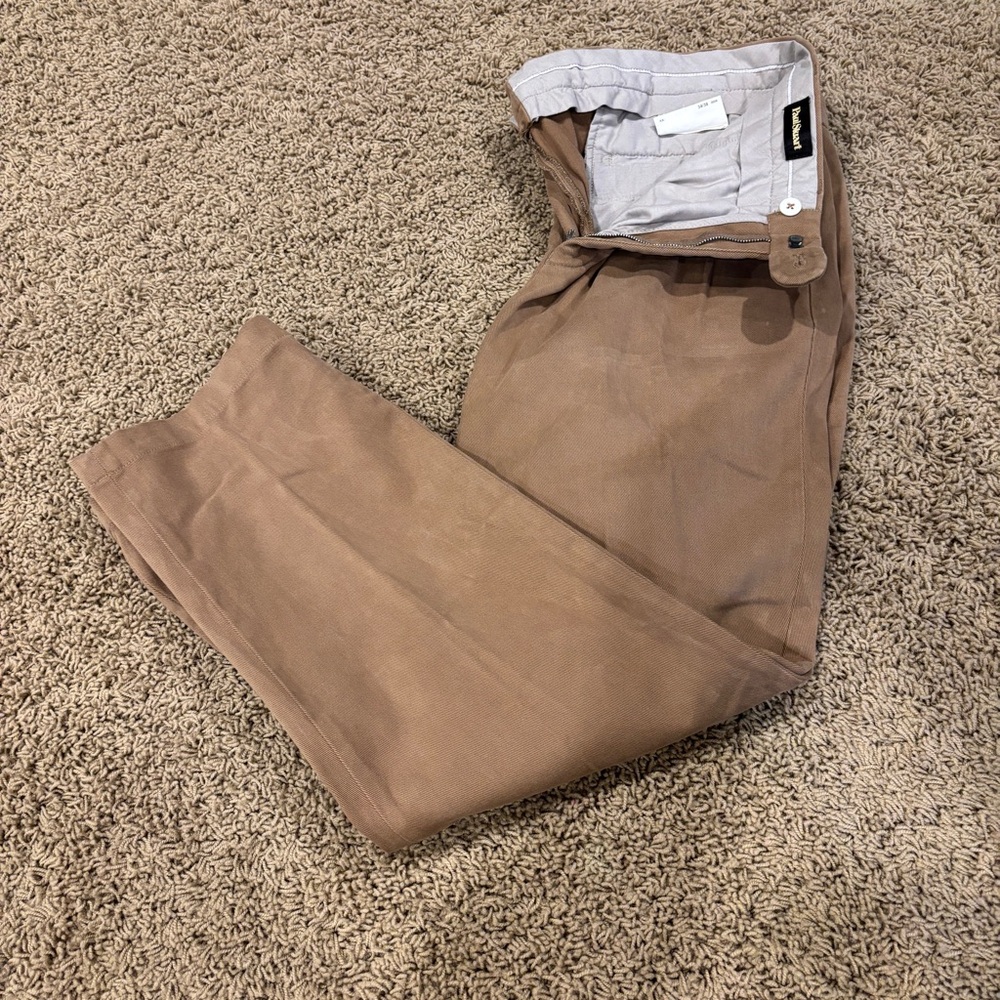 Paul Stuart Pants Mens 34x38 (Fits 34x30) Tan Khaki